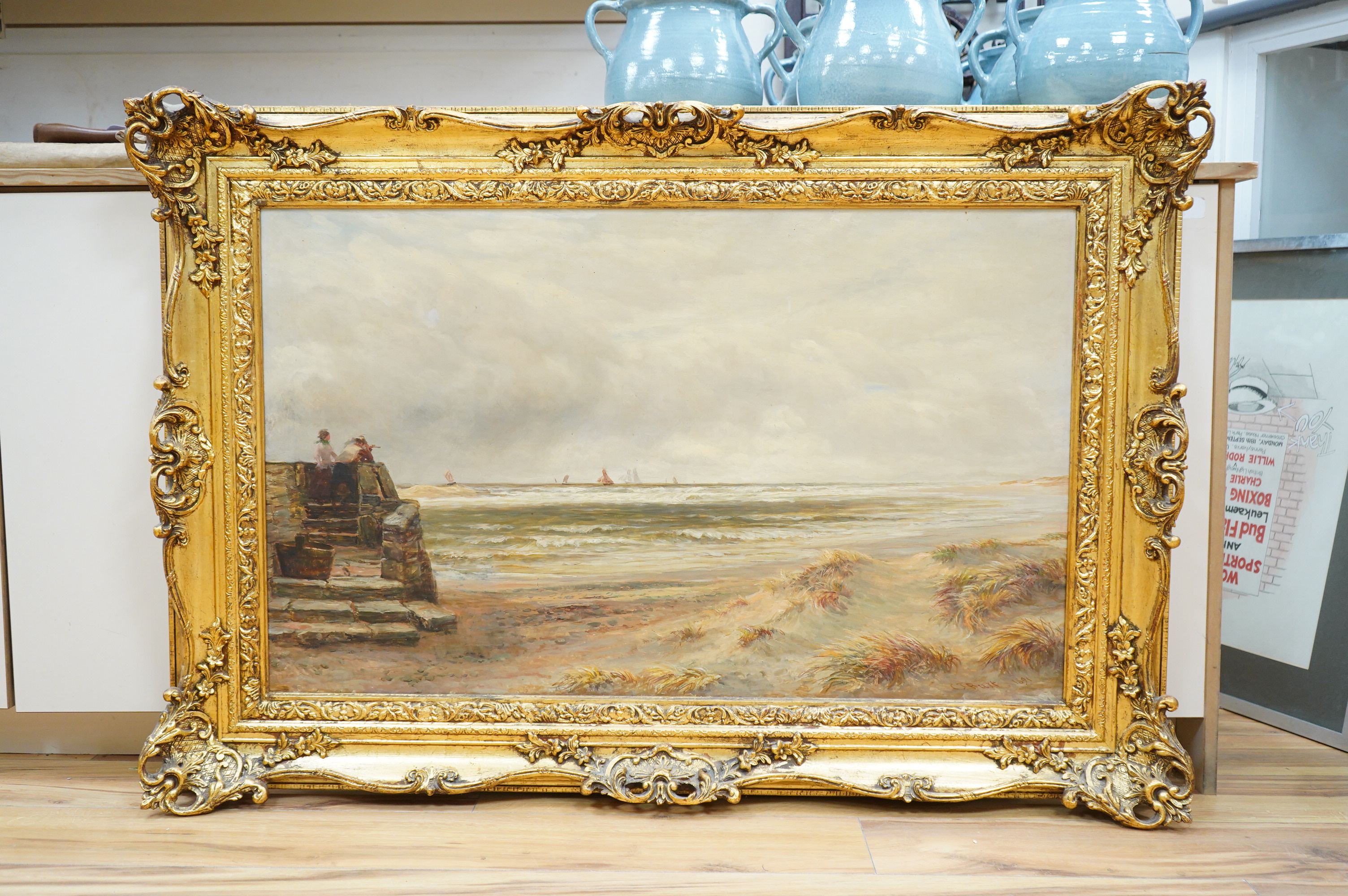 Charles J. Burt (1823-1902), 'The Lookout, Barmouth', signed and dated 1891, oil on canvas, 59 x 97cm, ornate gilt frame